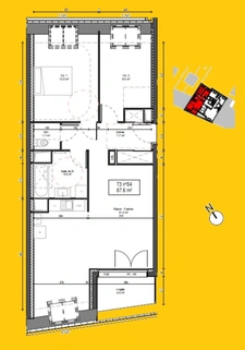 appartement T3 neuf à vendre ROUEN Jardin des Plantes, surface hab 67.60 m2 + terrasse 4.4 m2 + park ext.
