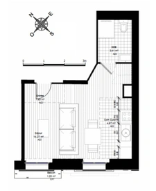 Studio entièrement rénové à vendre CLICHY (92), surface habitable 24,18 m2