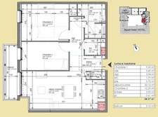 appartement T3 neuf à vendre ROUEN rive droite, surface hab 58.37 m2 + balcon 5.10 m2.