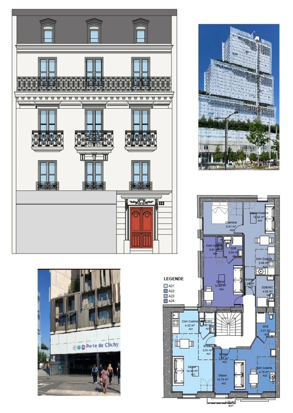 Studio entièrement rénové à vendre CLICHY (92), surface habitable 24,18 m2