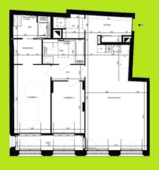appartement T3 neuf à vendre PARIS 17, surface habitable 87.70 m2 + loggia 6.10 m2.