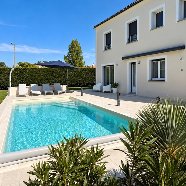 ORLEANS-SUD, à vendre belle maison familiale édifiée sur un beau jardin clos et paysager de 1130 m2 avec piscine, salle à manger extérieur, garage et places de parking