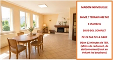GENLIS (21110) Maison individuelle à vendre 5 pièces, 3 chambres possibilité 4, sous-sol complet avec garage sur 482m2