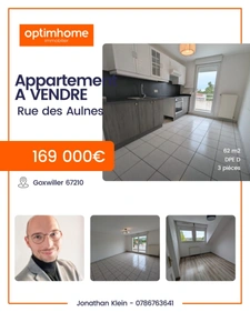 Appartement à vendre 3 pièces GOXWILLER (67)