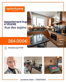Appartement en duplex à vendre 5 pièces 100m2 STRASBOURG (67)