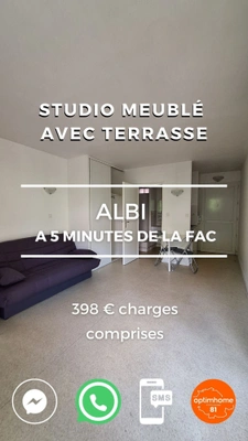Studio Etudiant meublé à 450 m de la fac Champollion Albi