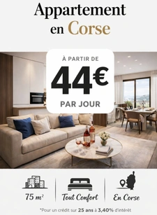 BELGODERE : Trés belle opportunité Appartement atypique Plain-pied 74 M², 3 chambres, Terrasse et Vue Village
