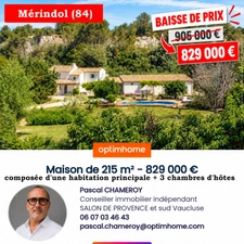 MÉRINDOL (84) | Propriété de 10 pièces, 6 chambres dont 3 chambres d'hôtes au calme absolu