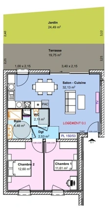 Appartement à 3 pièces  (57)