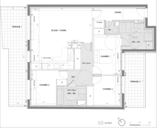 DERNIER  ETAGE - Immeuble de standing de 2023 avec Hauteur sous plafond jusqu'a 4 mètres, T4 - 3 chambres - terrasses : 35m2 opportunité   