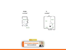 A vendre Studio - idéal investisseur - vente d'un T2 en parallèle dans la même copropriété