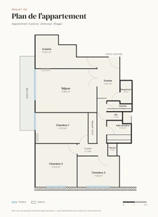 Appartement familial 90 m² - 11e étage - Vue panoramique sur Paris - Balcon - 2 parkings & Cave - PARIS 14ème