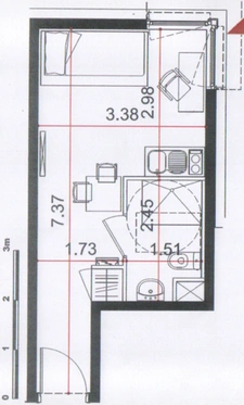 appartement à vendre 1 pièces NANCY (54) de 19,88 m² au 2° étage d'une résidence estudiantine