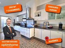Maison de maître, 7 chambres, jardin, garages à RAISMES (59)