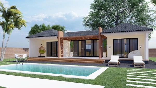 SAINTE CLOTILDE (974) - Villa luxe à vendre 5 pièces de 150 m² + Jardin arboré paysagé + Piscine et Jaccuzi parcelle de 1300 M² 