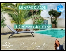 Maison à vendre 4 pièces LE GRAU D'AGDE (34), Villa Contemporaine 3 Chambres avec Garage et Piscine Chauffée à 2 minutes des Plages