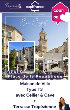 Maison à vendre 4 pièces PEZENAS (34), Coeur Historique proche place de la République - Entièrement rénovée + Garage en location