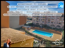 Appartement à vendre 3 pièces LE CAP D'AGDE (34), DUPLEX T3 - 400 m des plages - Vendu Meublé - dans résidence avec Piscine & Ascenseur