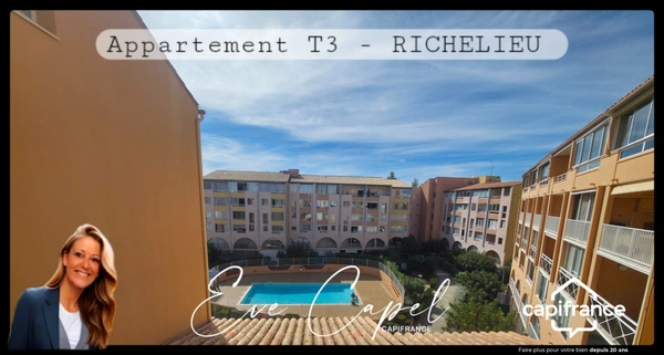 Appartement à vendre 3 pièces LE CAP D'AGDE (34), DUPLEX T3 - 400 m des plages - Vendu Meublé - dans résidence avec Piscine & Ascenseur