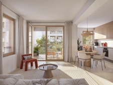 Au coeur du quartier Confluence à Lyon, sur un îlot de verdure