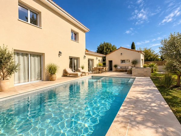 Villa contemporaine à Carnas (30260), entre Quissac et Sommières : LUMIÈRE, CALME ET ART DE VIVRE