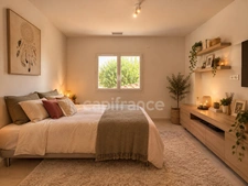 Villa contemporaine 134m2 avec 4 chambres, jardin, piscine et garage à Carnas (30260), entre Quissac et Sommières : LUMIÈRE, CALME ET ART DE VIVRE