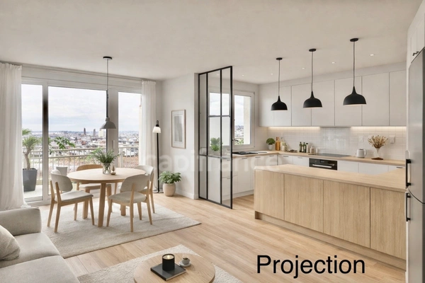 *Dans le quartier des ormeaux* Appartement de 46 m² exposé Ouest, vue dégagée sur la ville et la mer, parking et cave