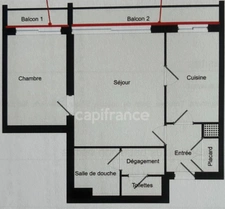 *Dans le quartier des ormeaux* Appartement de 46 m² exposé Ouest, vue dégagée sur la ville et la mer, parking et cave