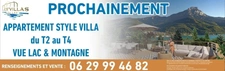 Appartement à vendre 2 pièces au 1er et dernier étage, vue Lac et Montagnes sur SAVINES LE LAC (05) , style villa  Exposé Sud /Est ,livrable été 2026