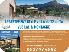 Appartement à vendre 2/3 pièces avec 2 TERRASSES Dont une de 35 M2 vue Panoramique  Lac et Montagnes sur SAVINES LE LAC (05) , Dans une résidence neuve style villa  plein Sud ,livrable été 2026