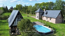 Maison de charme de 100 M2, 5 pièces 3 chambres avec une piscine et annexe sur un terrain de 4700 M2 à BONNEVILLE LA LOUVET (14)