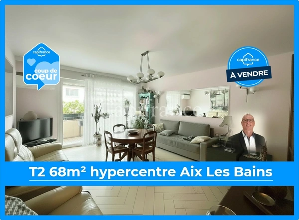 Appartement T2 de 69 m², dernier étage avec balcons, cave, garage locatif possible – Hypercentre Aix-les-Bains (73)