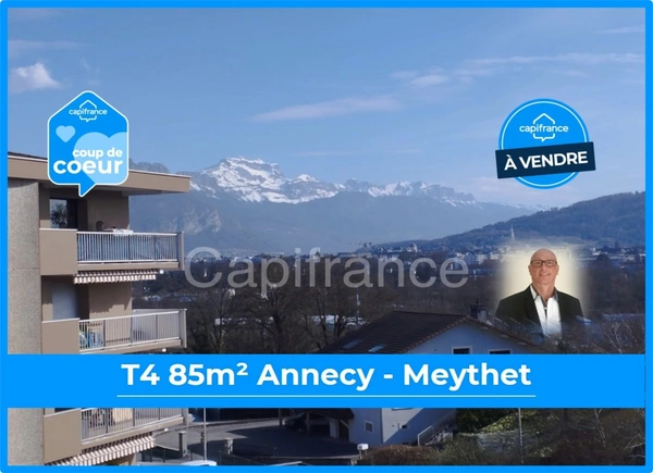Appartement T4 85m², 2 balcons, garage possible, ANNECY MEYTHET (74)