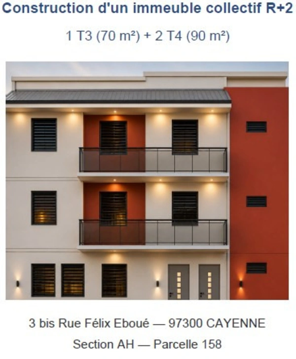Immeuble neuf de 2 étages à vendre CAYENNE (973)