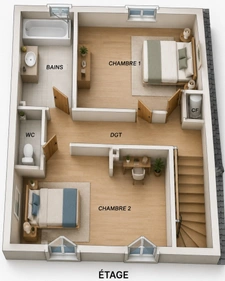 Maison familiale 5 pièces avec jardin clos – Lussant 17430