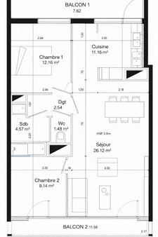 Deux pièces 68 m2 Quai du Châtelier L'ILE SAINT DENIS 