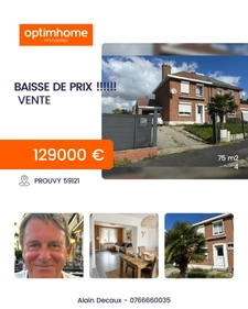 Maison à vendre 5 pièces PROUVY (59)