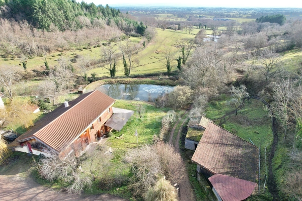MAISON DE 220 M2, RÉNOVÉE EN 2014, TERRAIN DE 6 HA, 4 CHAMBRES, SALLE DE JEUX, 3 PUITS, ÉTANG, ASSAINISSEMENT AUX NORMES À VENIR, POMPE À CHALEUR DE 2016 AVEC CHAUFFAGE AU SOL, FIBRE OPTIQUE