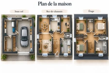 Maison 119 m² - 4 chambres - Séjour rez de jardin - Sous-sol complet -  L'HOPITAL CAMFROUT (29) - Terrain 1200 m²