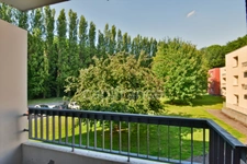 Studio fonctionnel avec vue sur parc, balcon, cave, et stationnement