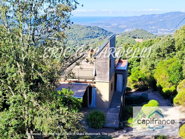 A VENDRE SUPERBE VILLA d’architecte bioclimatique 5 pièces, vue mer et vallée, belles finitions idéale et chaleureuse pour toute la famille, CASALABRIVA CORSE DU SUD (20)