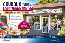 COUDOUX CENTRE 50 m² – FONDS DE COMMERCE 29 000 € – LOYER 580 € – DROIT AU BAIL POSSIBLE