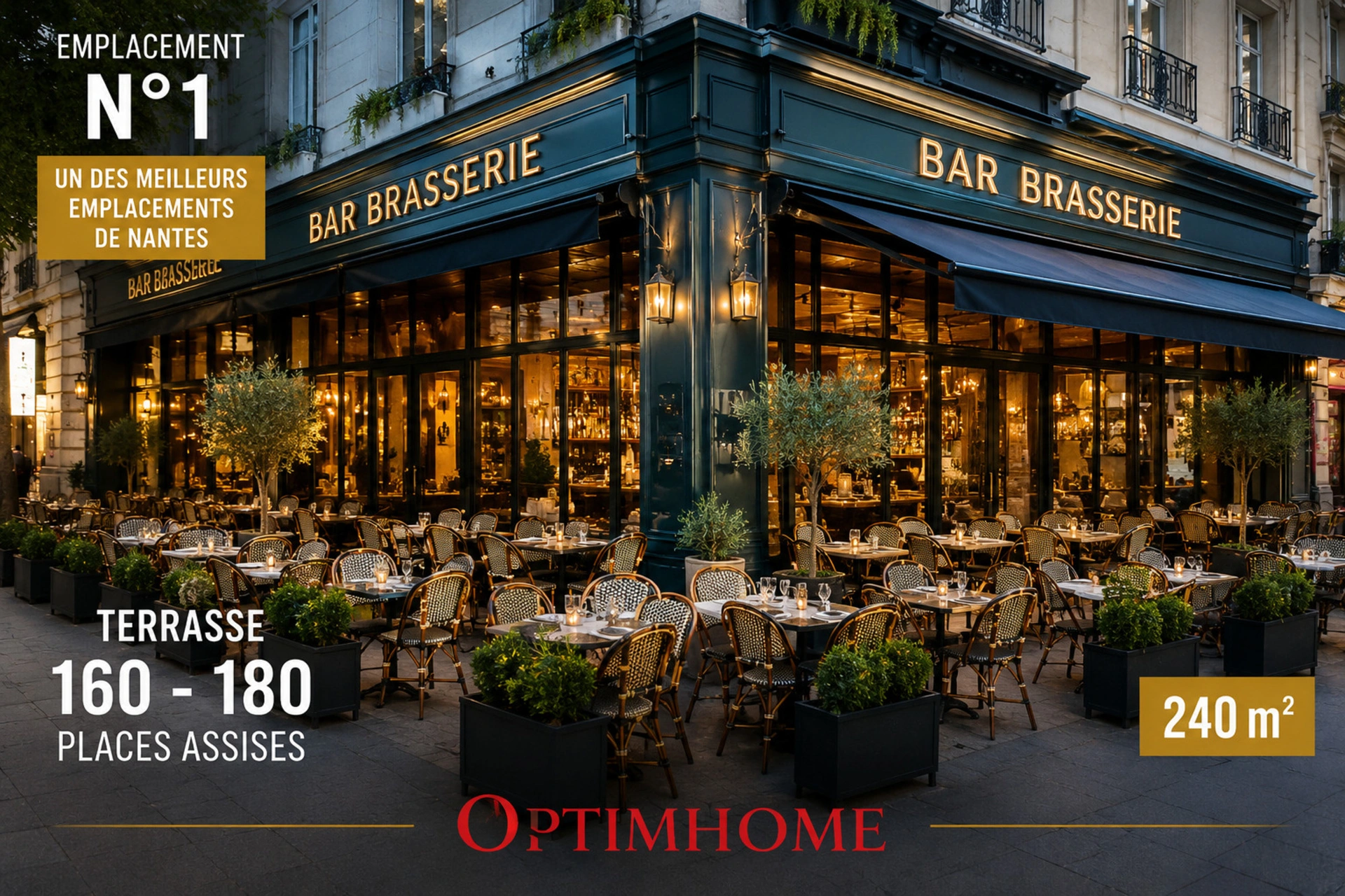 Brasserie – Bar d'exception – Emplacement N°1 au cœur de Nantes - Fonds de commerce · 240 m² · 912 000 €