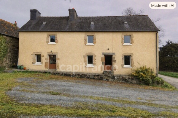 Corps de ferme de 333 m2 au total avec vie de plain pied possible, dépendances et situé idéalement entre Rostrenen et Carhaix 