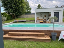 Saint-Maurice de Lignon:Villa contemporaine de 157 m2 habitables, 3 chambres sur terrain paysager de 1700 m2 avec piscine.