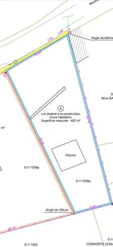 Terrain de 462 M2 Façade de 16M à vendre  POMMEUSE (77)