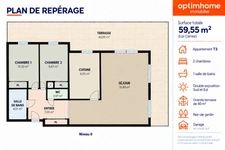 VENTE APPARTEMENT T3 60 M² – CARQUEFOU CENTRE (44470) | REZ-DE-JARDIN | TERRASSE 40 M² | GARAGE | DPE C