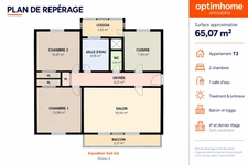 VENTE APPARTEMENT T3 | NANTES BEAUSÉJOUR - ROUTE DE VANNES | 65 M² - DERNIER ÉTAGE | BALCON 