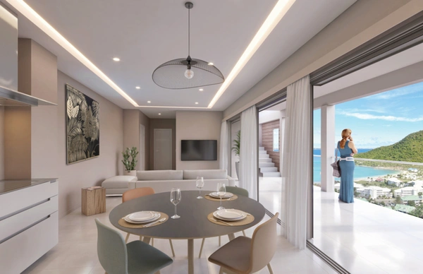 À vendre : Appartement T2 en R+1 avec terrasse à Anse Marcel