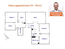 Grand appartement traversant 4 chambres, proche métro Gros Chêne et commerces